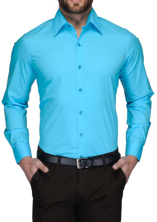 FOMTI Men Solid Formal Blue Shirt - Buy 