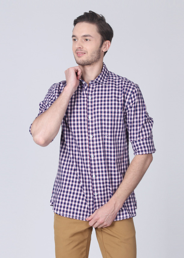Scullers Men Checkered Casual Purple 