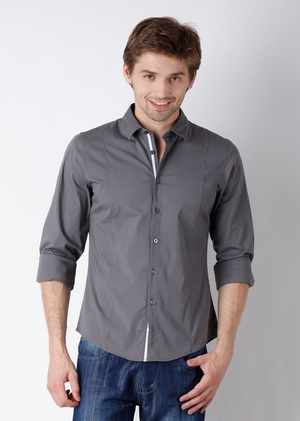 Calvin Klein Men Solid Casual Grey 