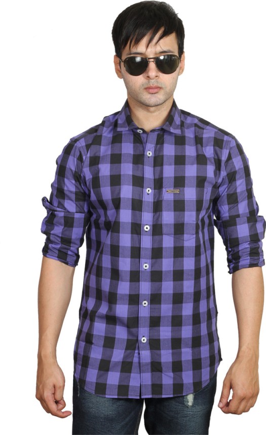 purple and black mens shirt