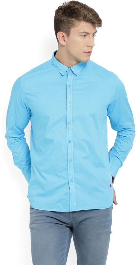 NUMERO UNO Men Solid Casual Blue Shirt 