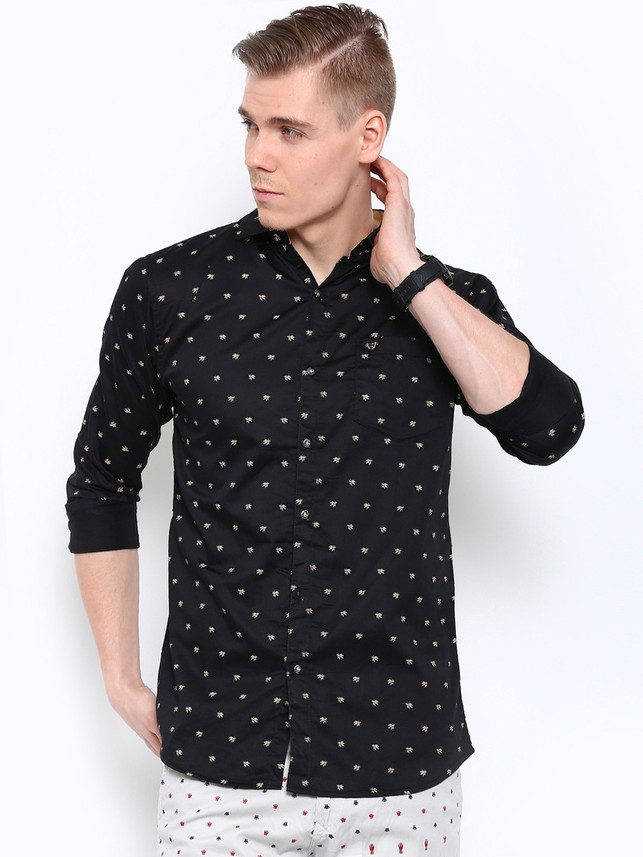 black shirt with floral print, great 