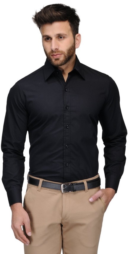 Allen Men Solid Formal Black Shirt 