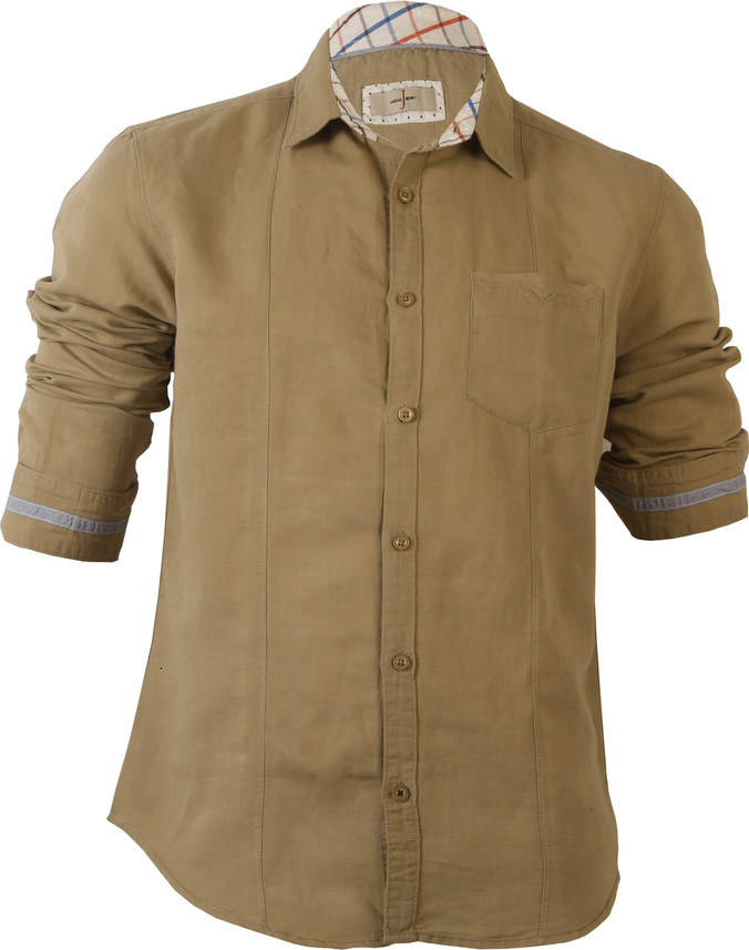Jackalberry Men Solid Casual Beige 