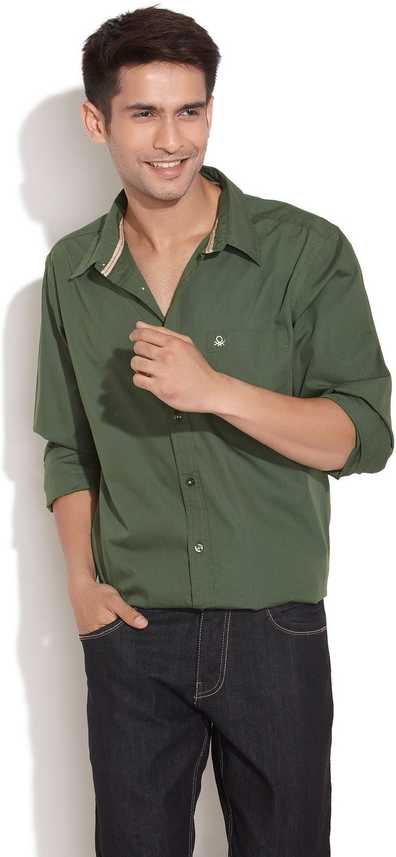 United Colors Of Benetton Men Solid Casual Dark Green Shirt Buy Olive Green United Colors Of Benetton Men Solid Casual Dark Green Shirt Online At Best Prices In India Flipkart Com