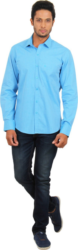 Botticelli Men Solid Casual Blue Shirt 