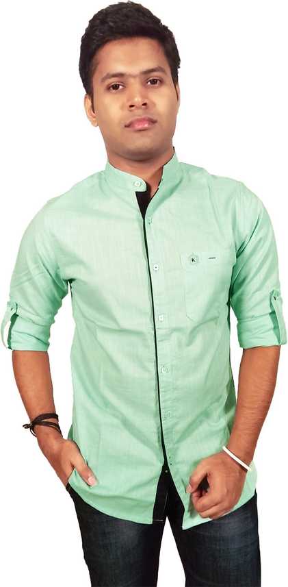 Kuons Avenue Men Solid Casual Light Green Shirt Buy Pista Green