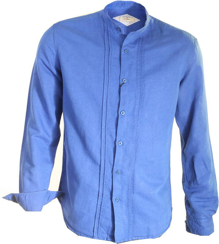 Jackalberry Men Solid Casual Blue Shirt 
