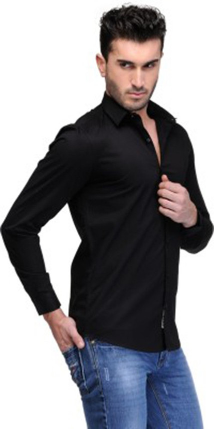 LOAFERS Men Solid Casual Black Shirt 