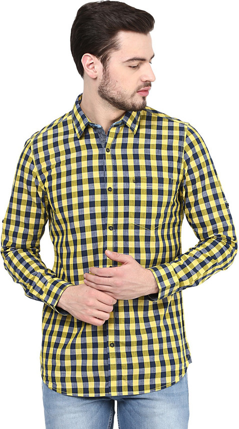 London Bridge Men Checkered Casual Blue 