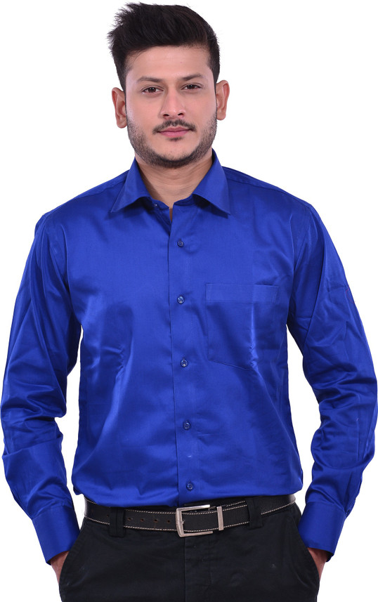 DENNISON Men Solid Formal Blue Shirt 