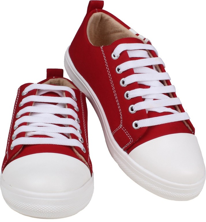 ladies red canvas shoes