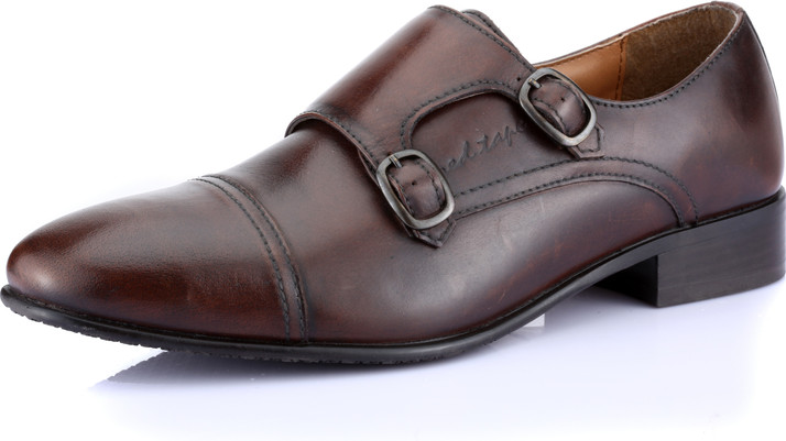 Mens Red Tape Monk Double Strap Real Leather Shoes