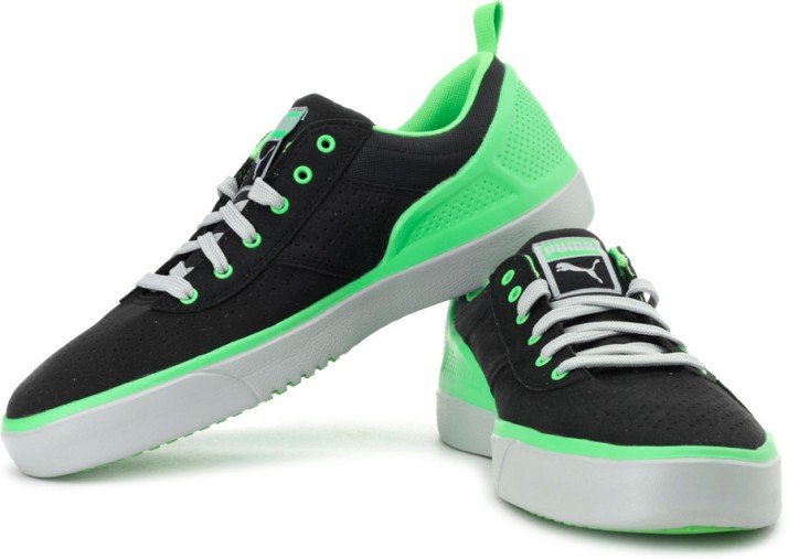 black and green puma shoes