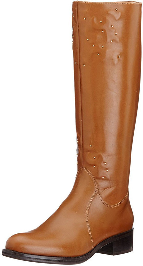 SAINT G Women Tan Leather Long Boots 