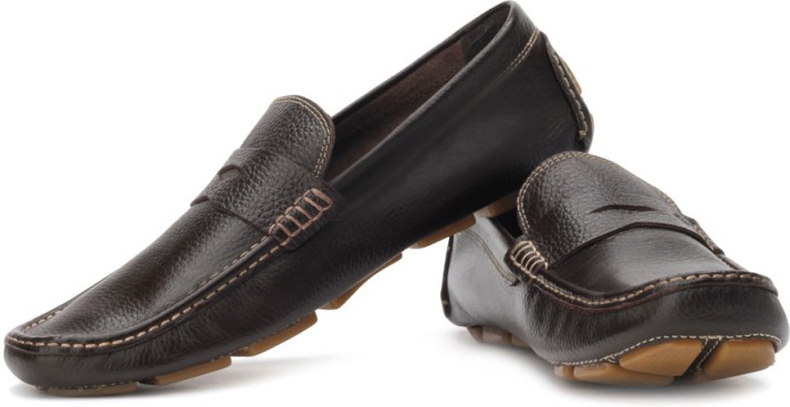 Buy RUOSH Black Mens Leather Slipon Loafers