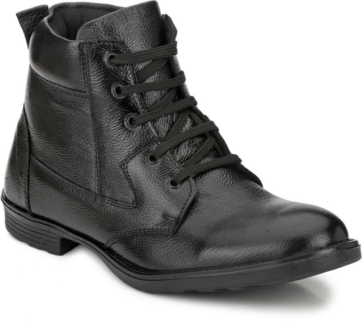 mactree men's black leather boots