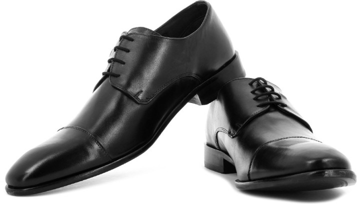 louis philippe black lace up shoes