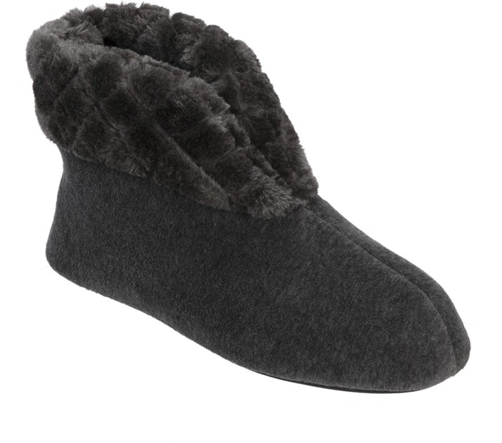 Quilted Pile Cuff Grey Boots For Women 