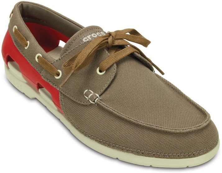 crocs lace up boat shoe