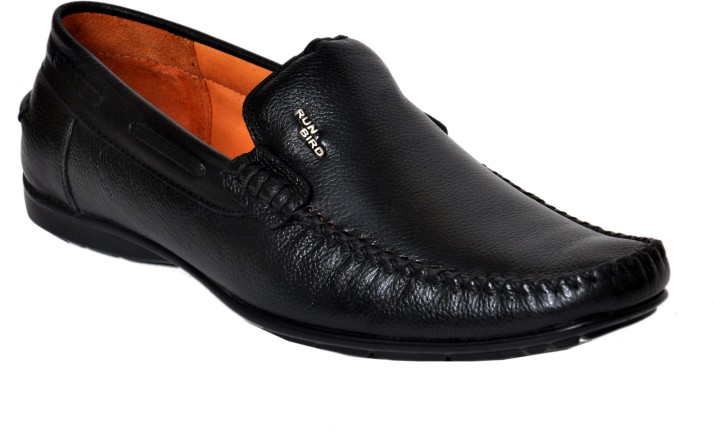 Runbird Classy Black Slip On Shoes For 