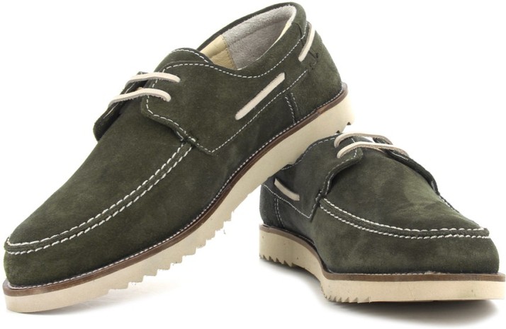 olive green boat shoes