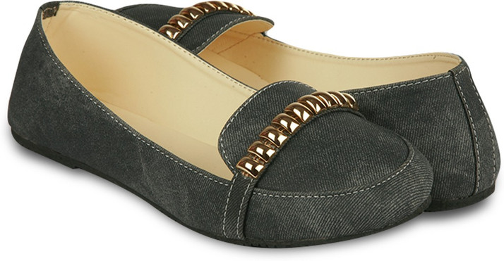 womens black studded loafers