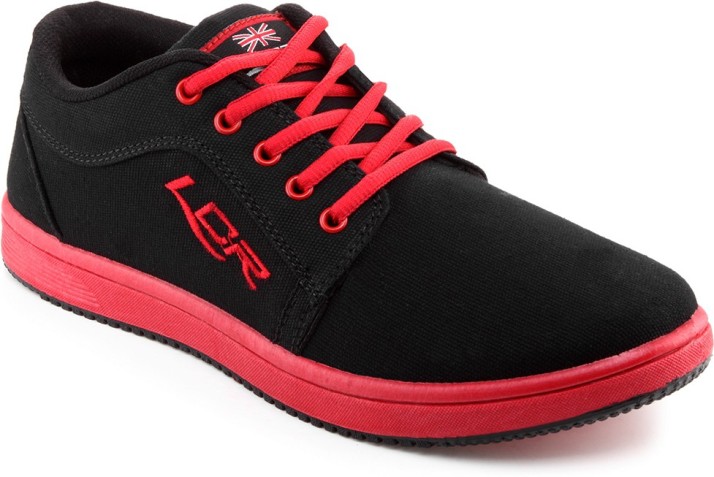 red and black casual shoes