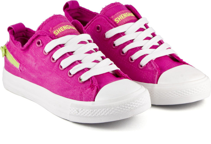 pink canvas shoes