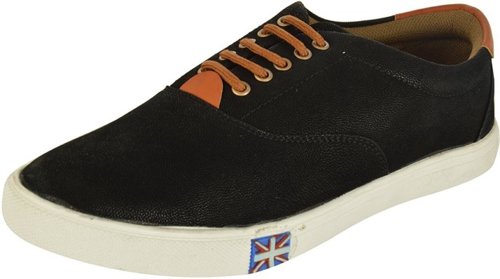 black leather canvas shoes