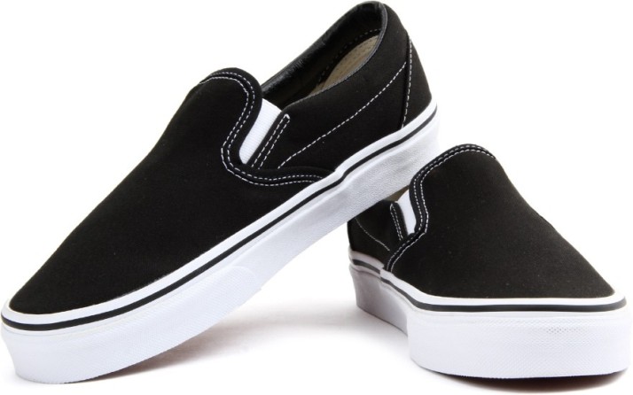 vans classic slip on shoes black
