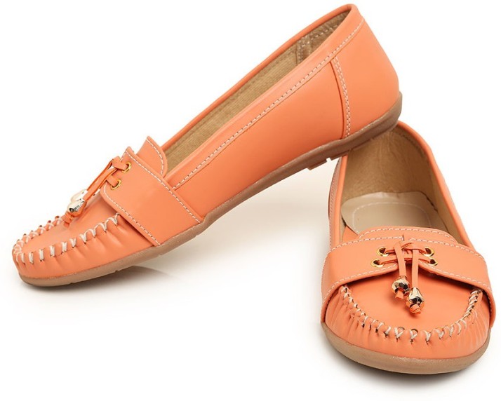 peach colored loafers