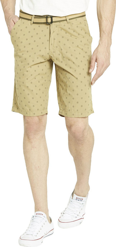 mens beige denim shorts