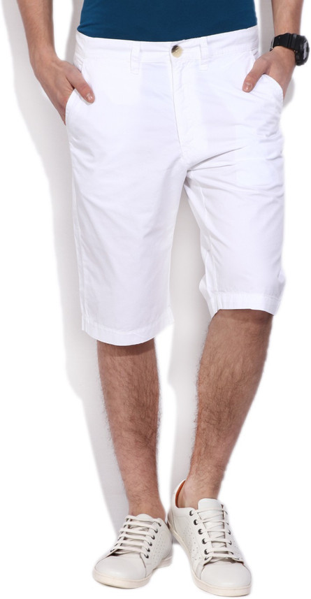 PETER ENGLAND Solid Men White Bermuda 