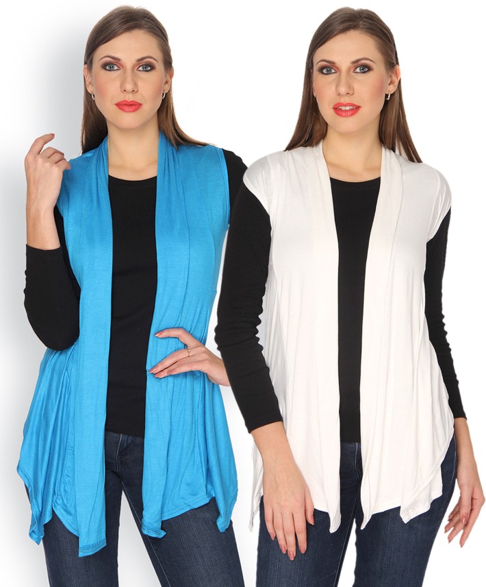 blue and white shrug