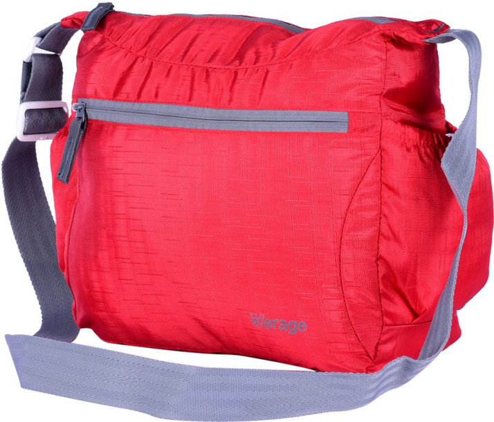 red sling backpack