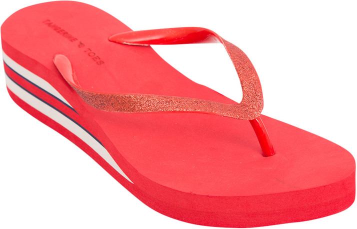 red glitter flip flops