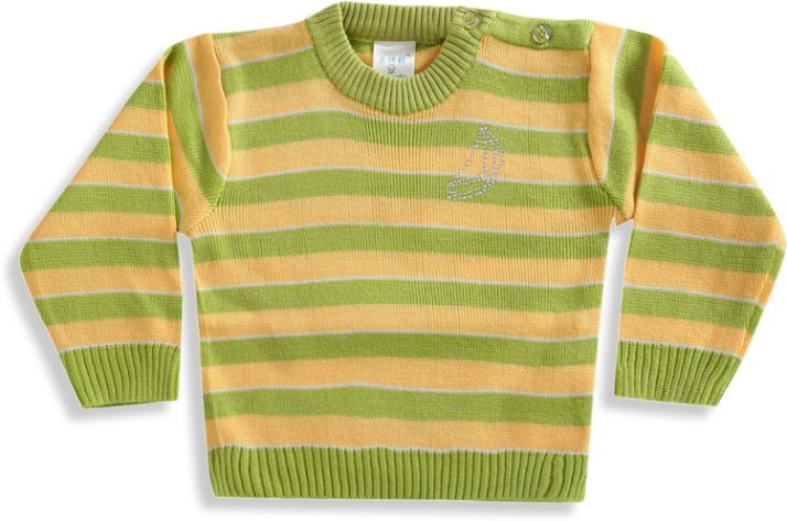 green sweater with yellow stripe