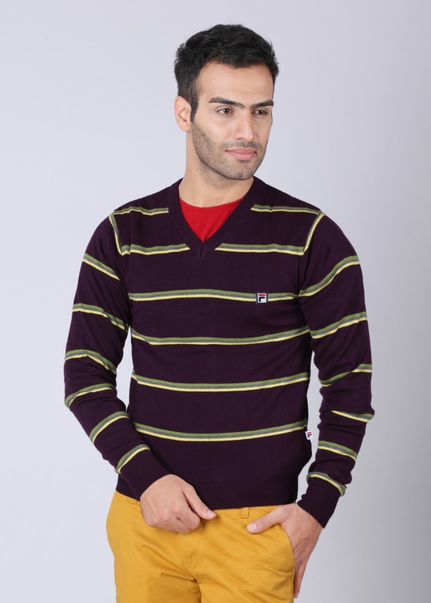 purple and yellow sweater