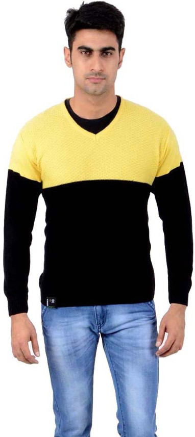 Domex Striped, Solid V-neck Casual Men 