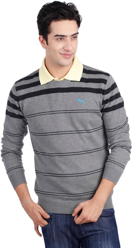 puma stripe crew neck sweater