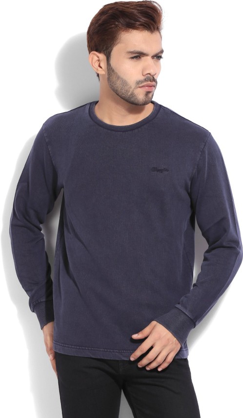 wrangler full sleeve solid men's sweatshirt