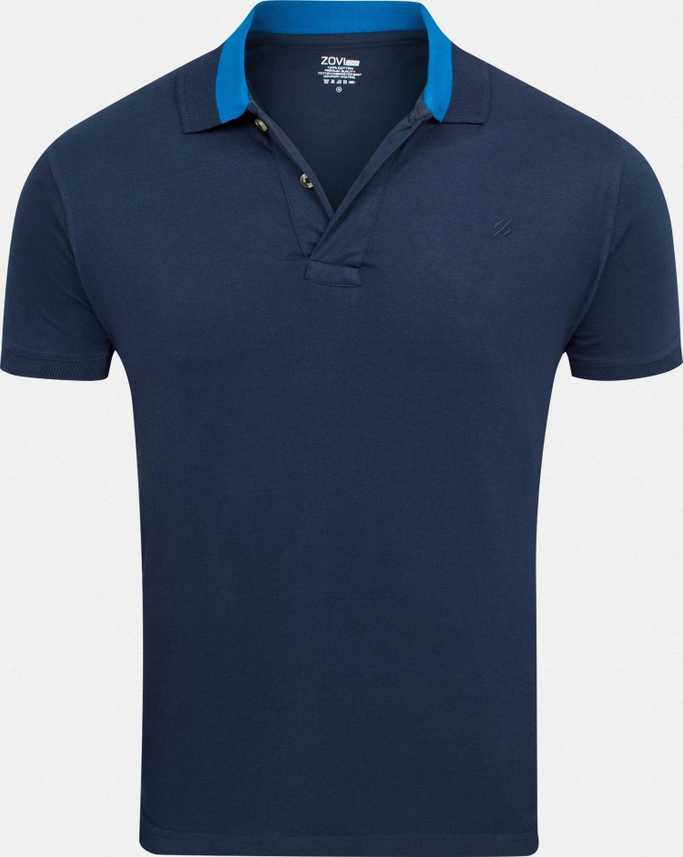 Zovi Solid Men Polo Neck Blue T Shirt Buy Blue Zovi Solid Men