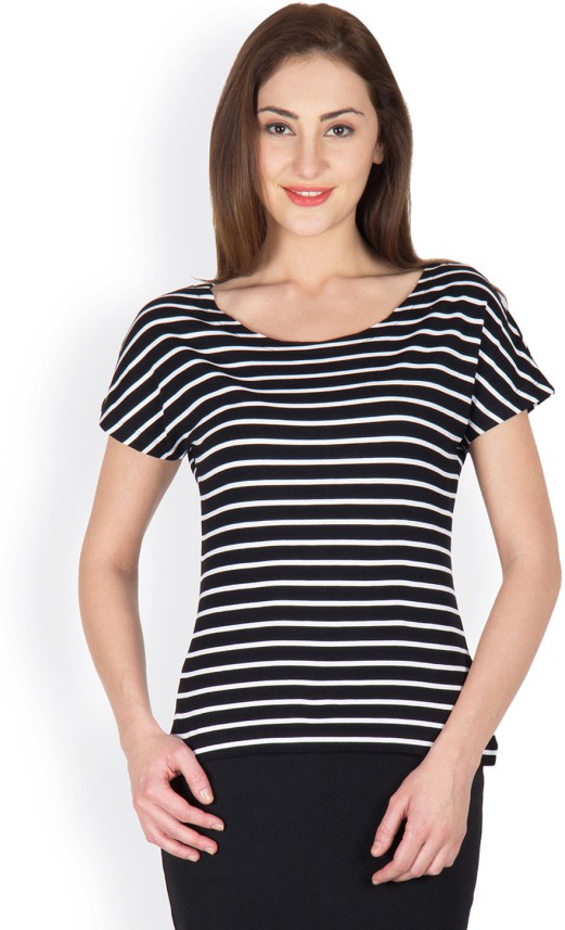 black and white striped t shirt flipkart