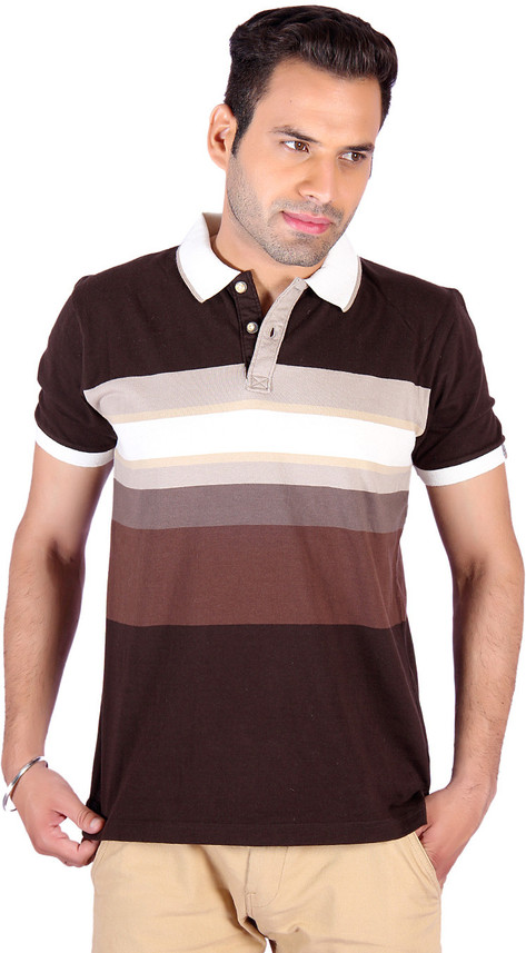 SWAg Geometric Print, Striped Men Polo 