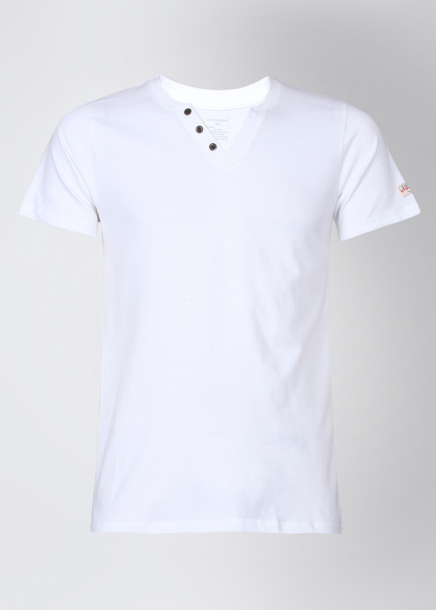 Buy White CHROMOZOME Solid Men V-neck 