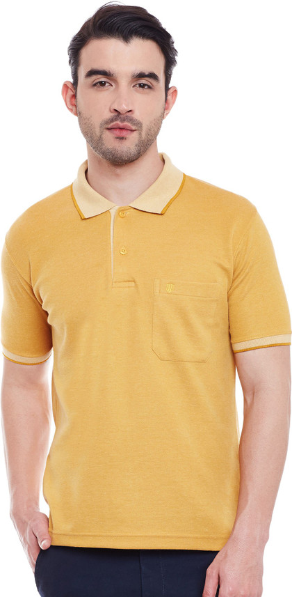 DUKE Solid Men Polo Neck Yellow T-Shirt 