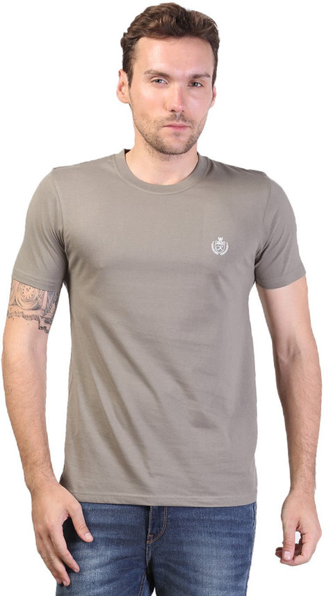 KIDLEY Solid Men Round Neck Grey T