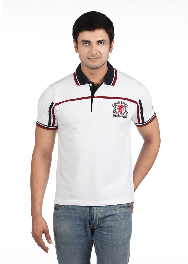 DUKE Solid Men Polo Neck White T-Shirt 