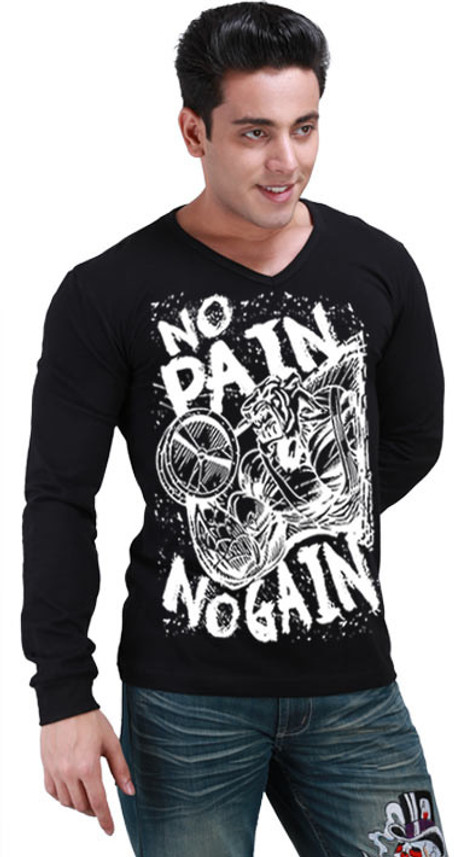 Inkovy Graphic Print Men V-neck Black T 